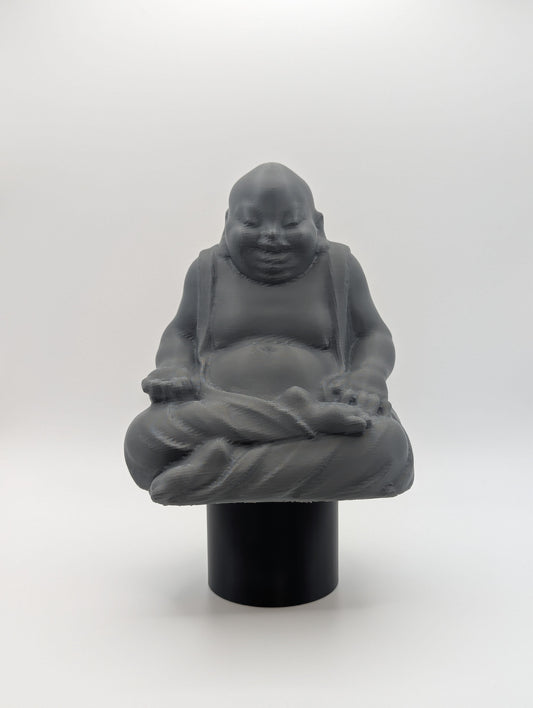 Grey Laughing Buddha Tow Ball Cover viewed from the front