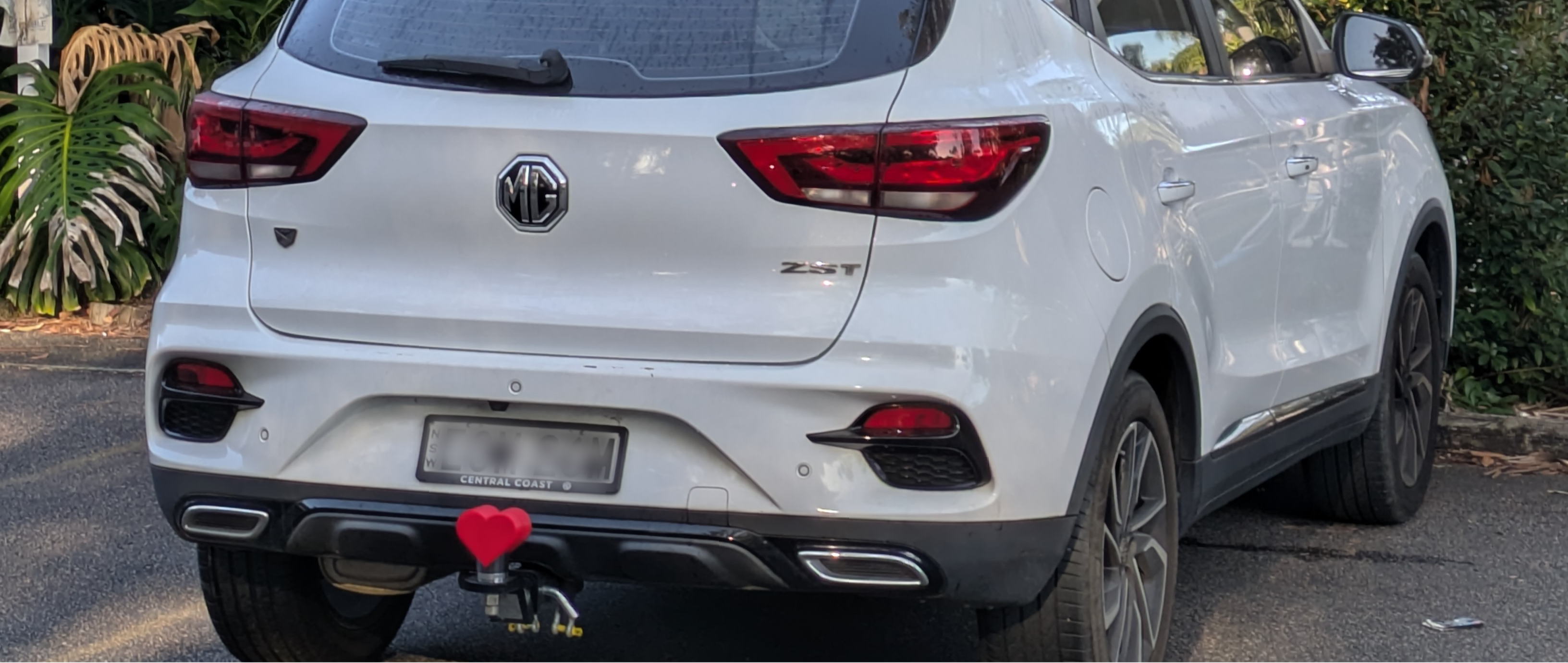 Heart Tow Ball Cover on a white car