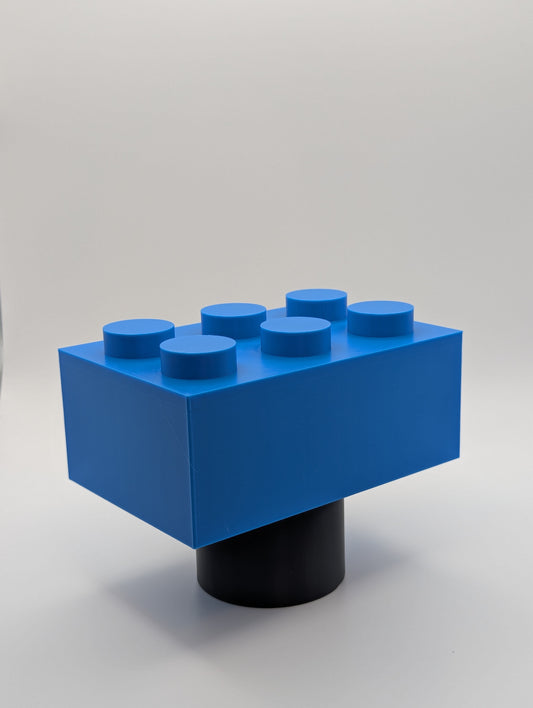 Blue Toy Brick Tow Ball Cover viewed at an angle